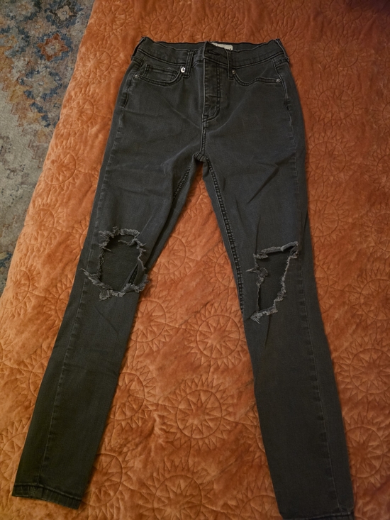 Free People Denim - Free People Black Distressed Skinny Jeans